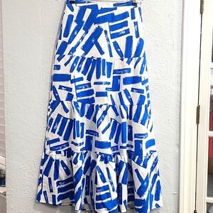 House of Harlow maxi linen blend skirt. Size XS. NWOT. Blue and white.